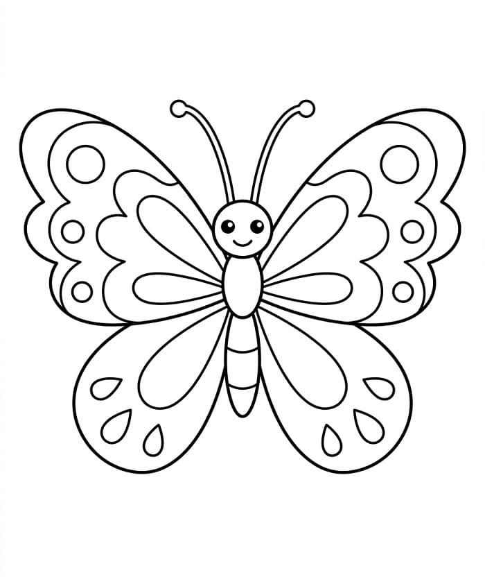 Aranyos pillangó mosolyogva színező