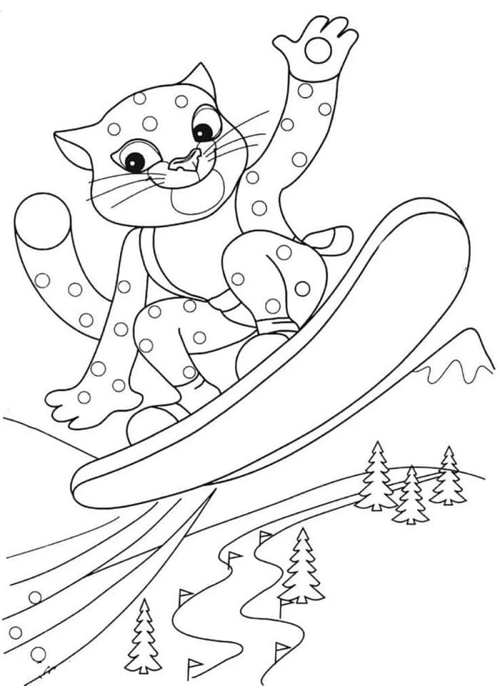 Leopárd a snowboardon