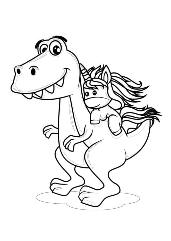 T-Rex dinoszaurusz és unikornis