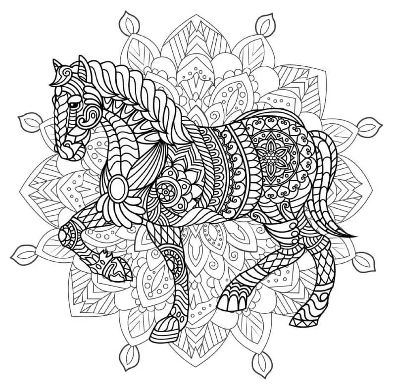 Ló mandala Kiszínezéshez