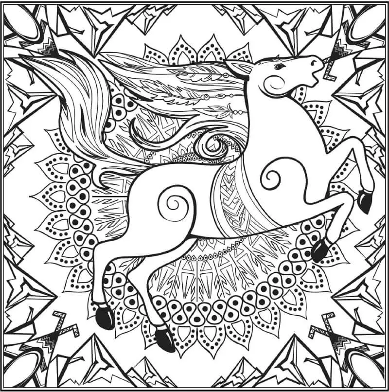 Ló mandala Nyomtatható Gyerekeknek