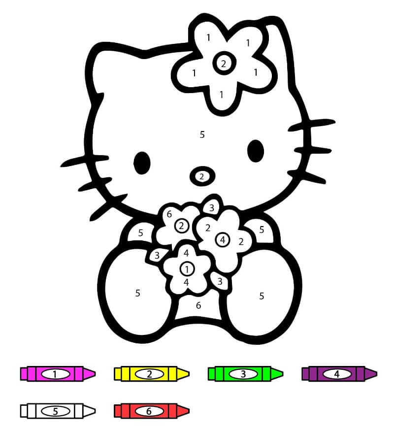 Hello Kitty Színezés Szám Szerint színező