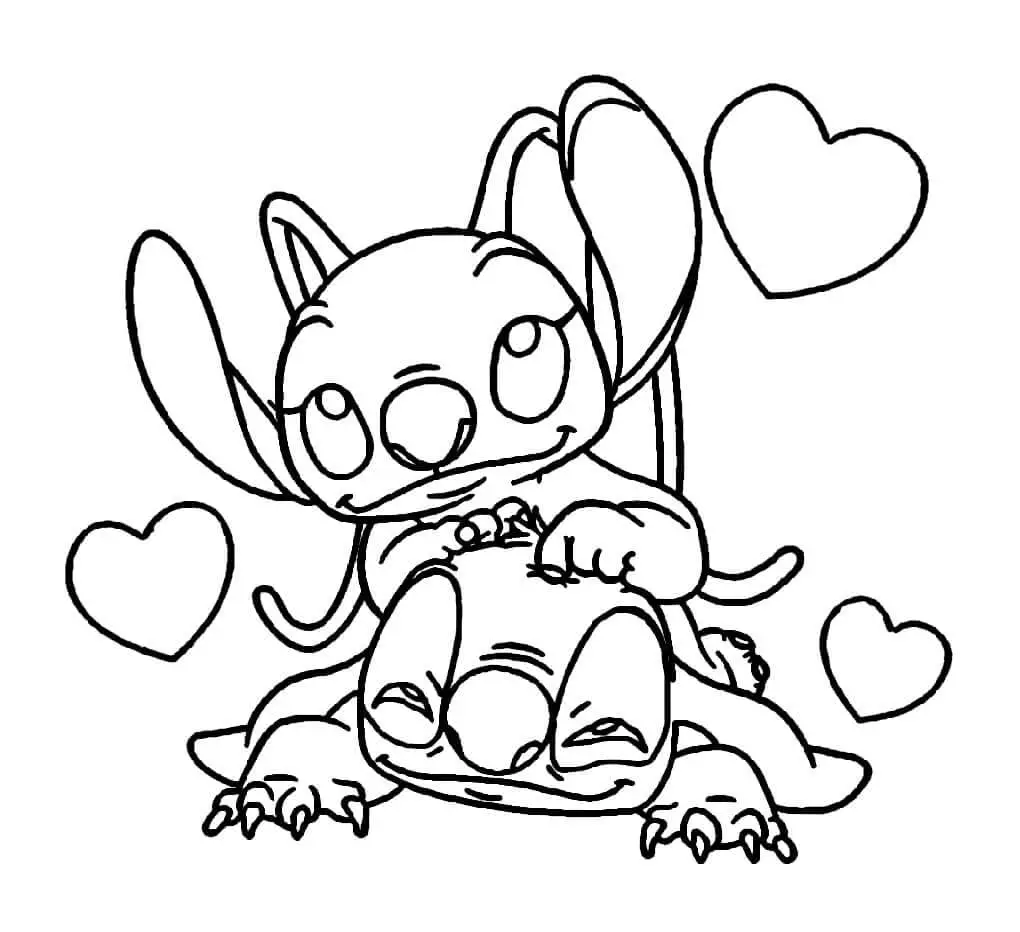 Ingyenes Stitch és Angel nyomtatni