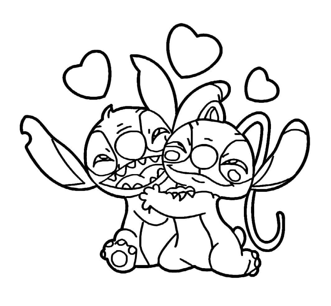 Stitch és Angel színező