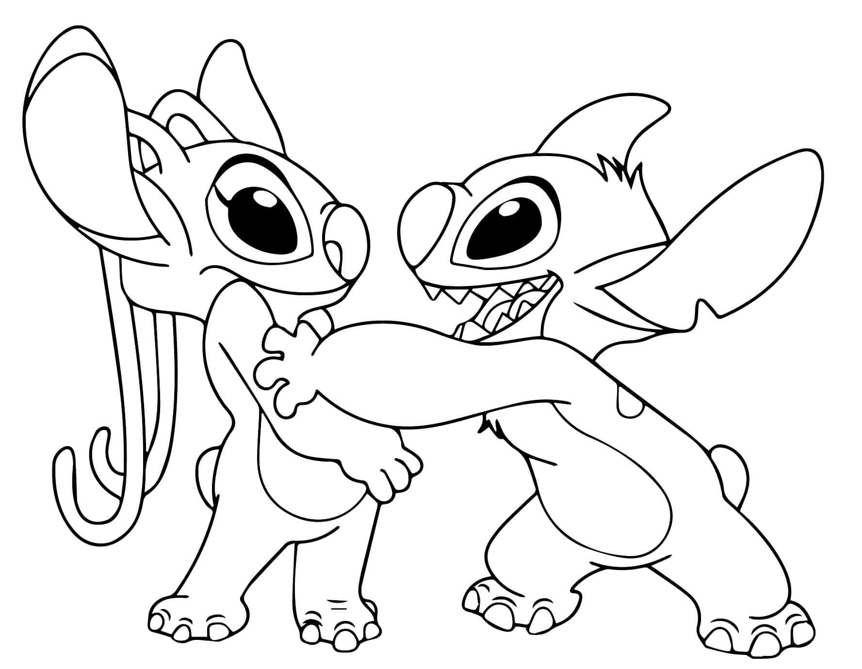 Stitch és Angel nyomtatható gyerekeknek