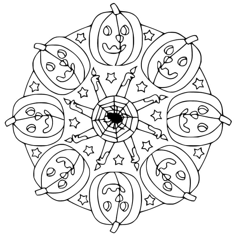Halloween Mandala Ingyenes Gyerekeknek