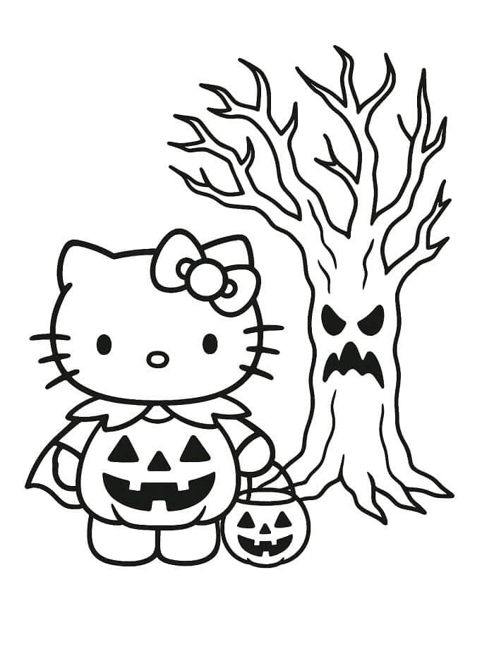 Hello Kitty Halloween Színezésre