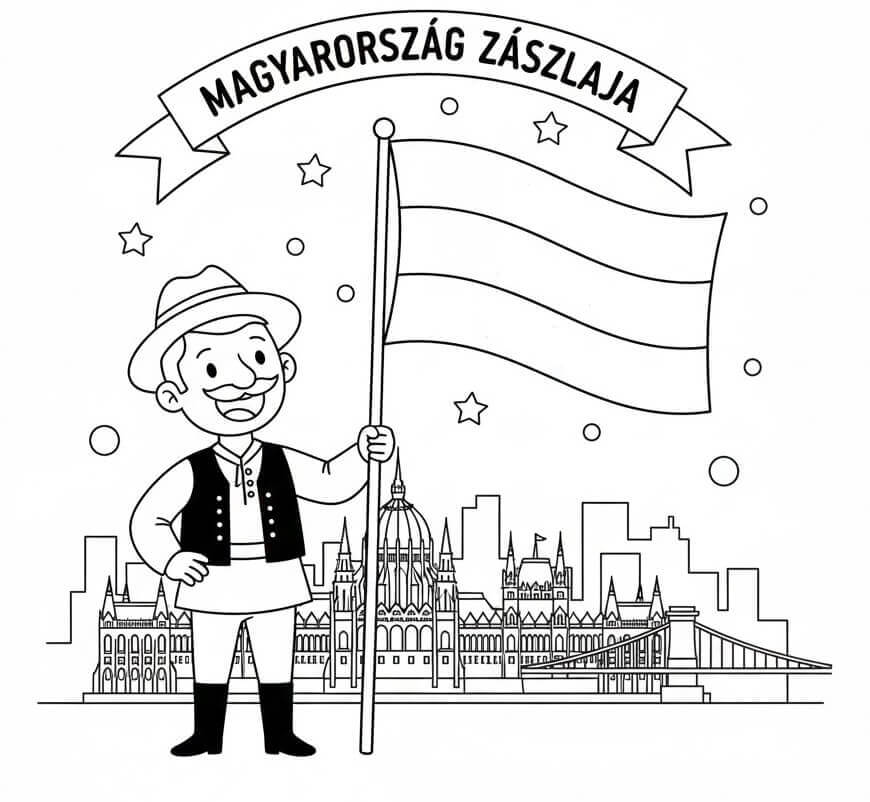 Férfi Magyarország Zászlajával