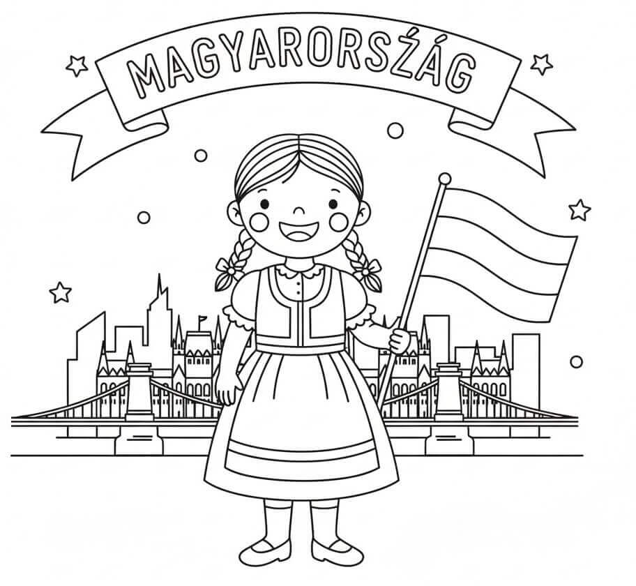 Lány Magyarország Zászlajával