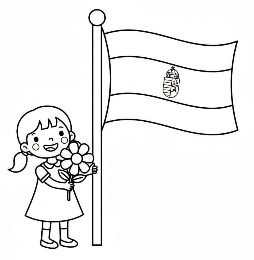 Lányocska Magyarország Zászlajával