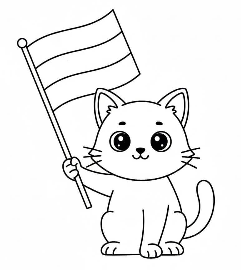 Macska Magyarország Zászlajával