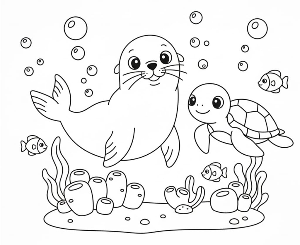 Oroszlánfóka és Tengeri Teknős