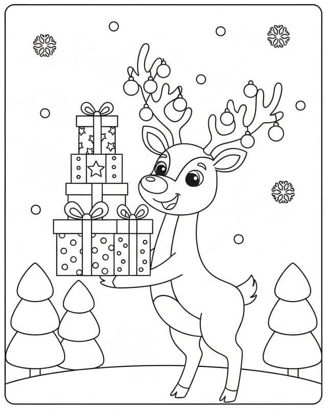 Rénszarvas Karácsonyi Ajándékokkal
