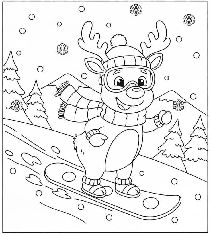 Snowboardozó Rénszarvas