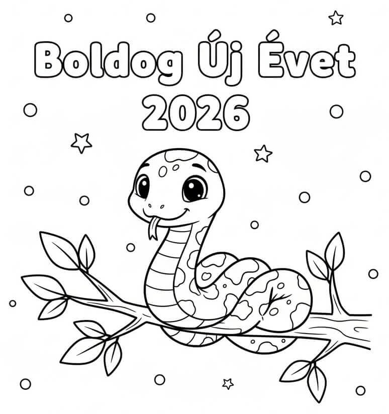 Boldog Újévet 2026 Kígyóval