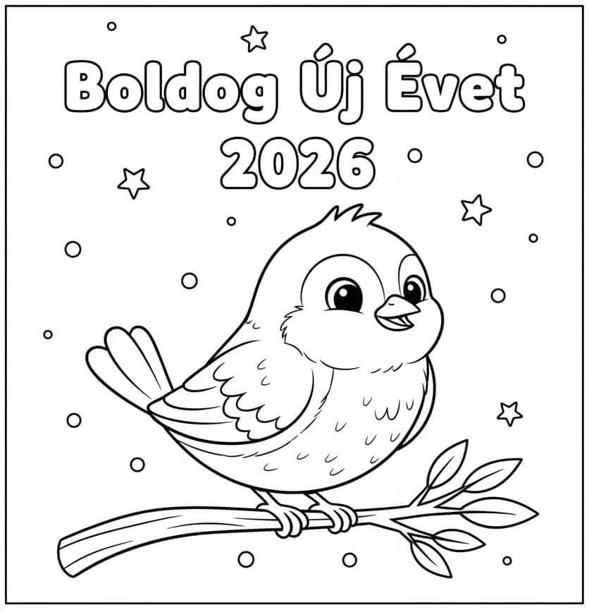 Boldog Újévet 2026 Madárral