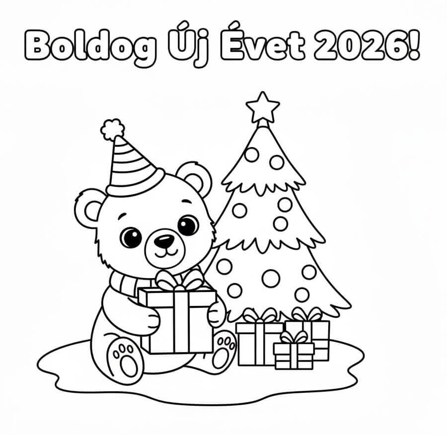 Boldog Újévet 2026 Medvével