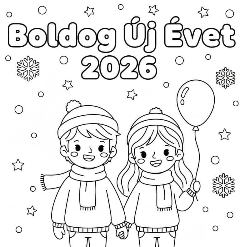 Boldog Új Évet 2026 színező