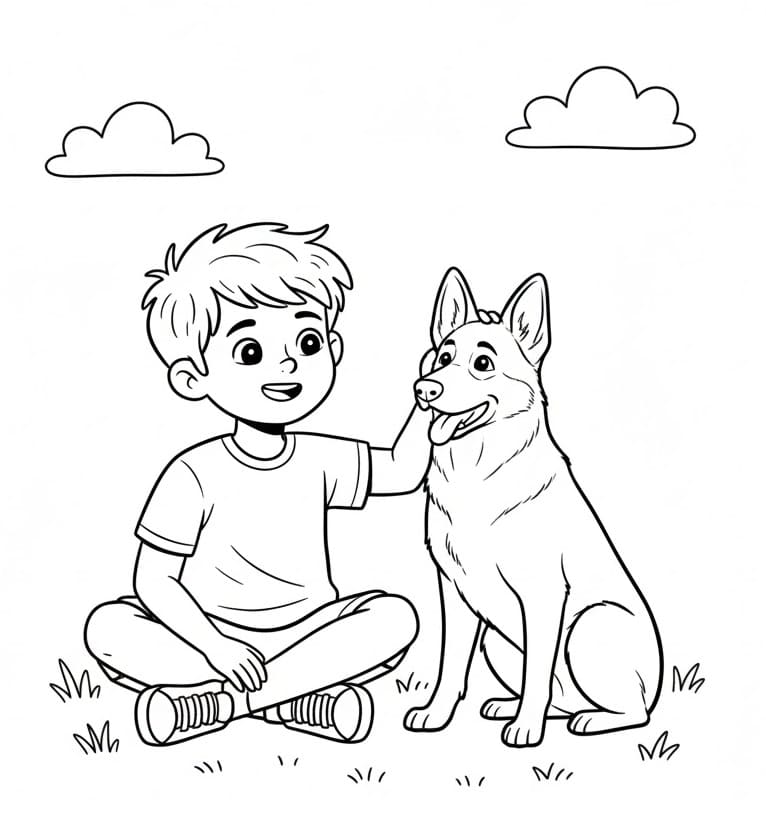 Fiú és Németjuhász