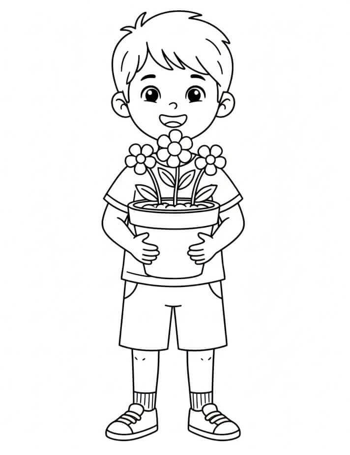 Fiú és Virágcserép
