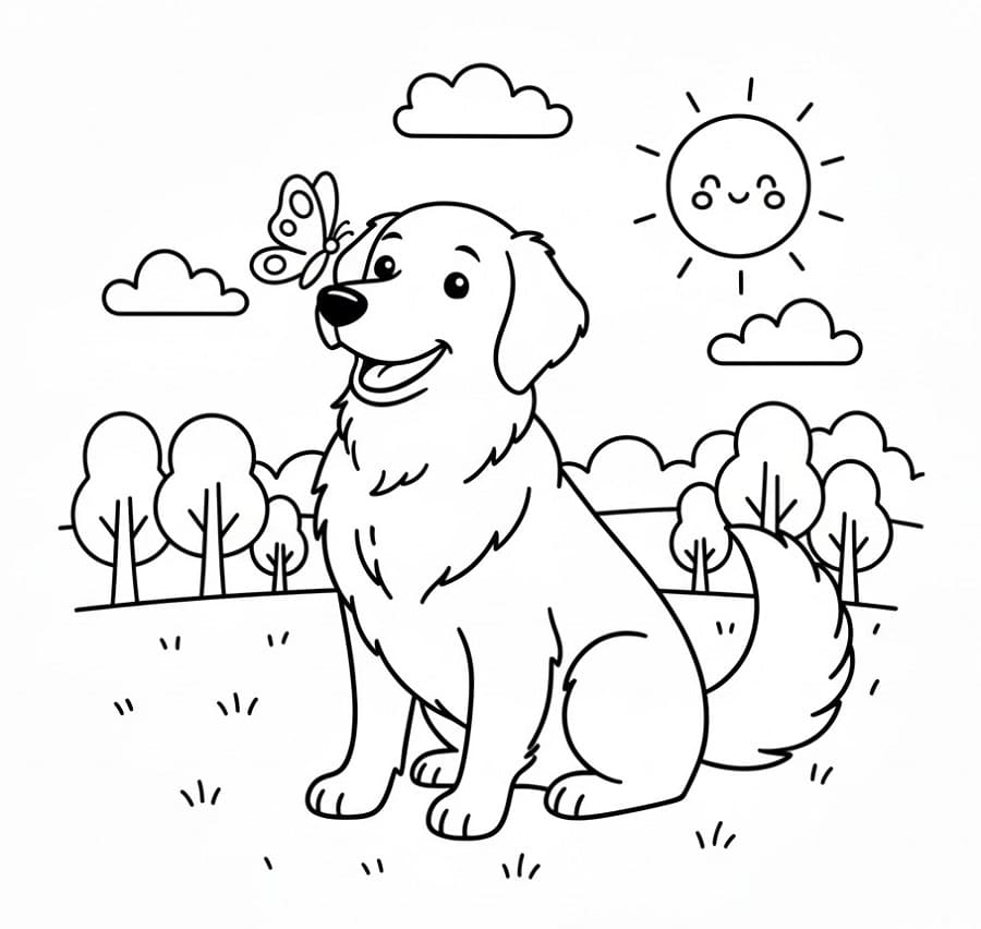 Golden Retriever pillangóval