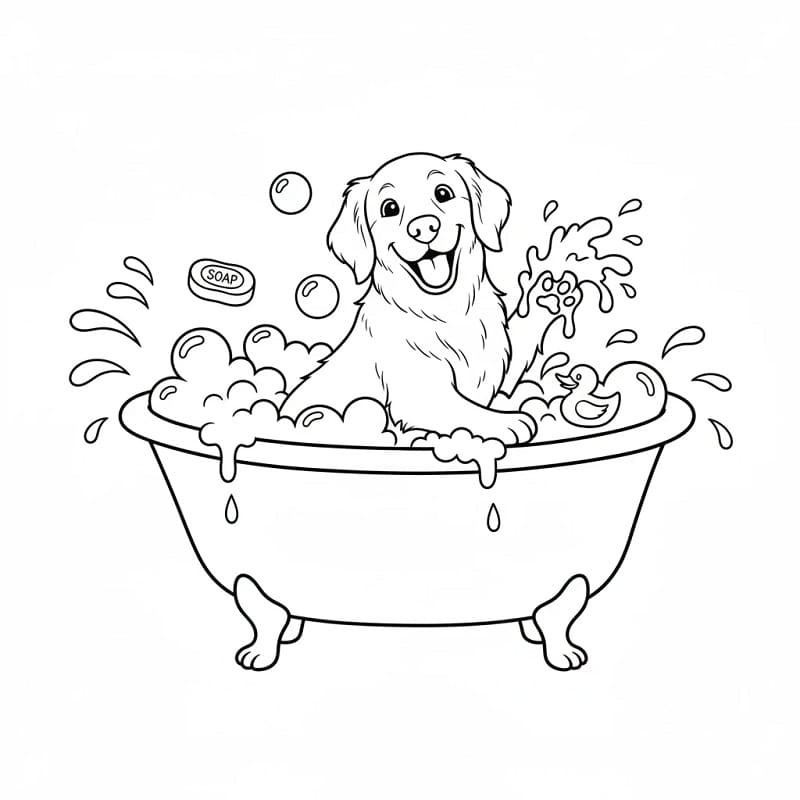 Golden Retriever zuhanyzik