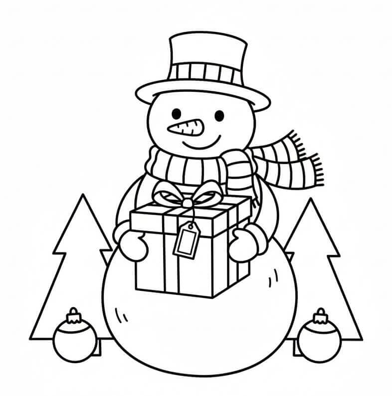 Hóember Ajándékot Tart