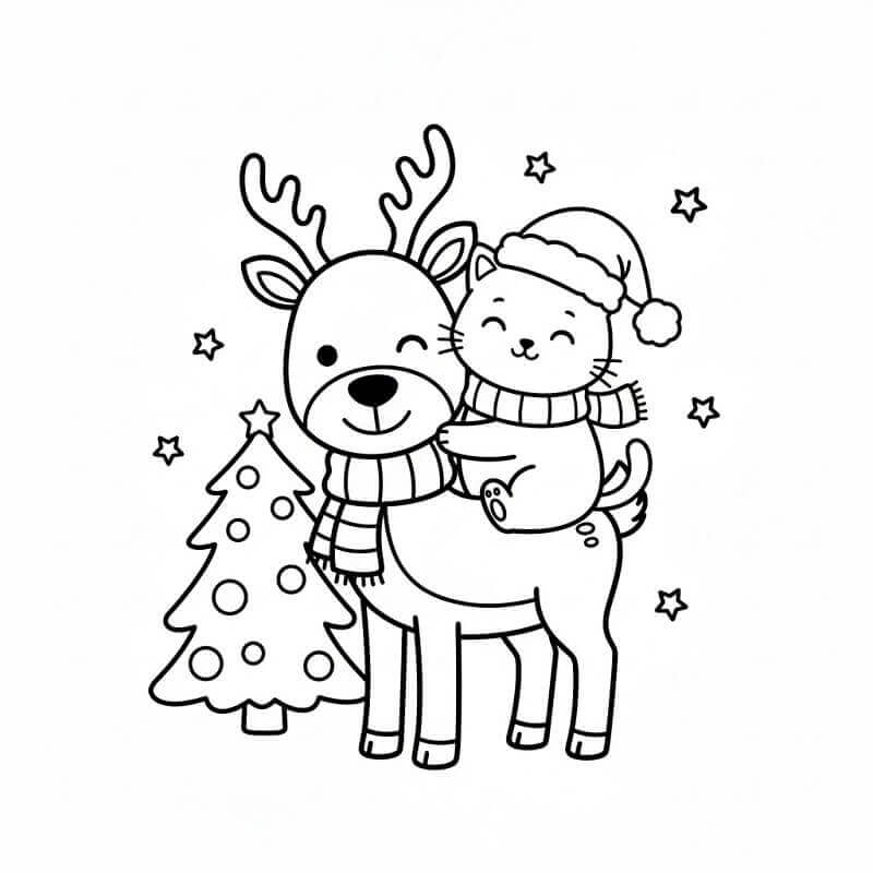 Karácsonyi macska és rénszarvas