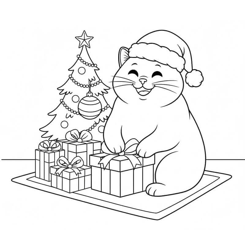 Karácsonyi macska ingyen nyomtatható