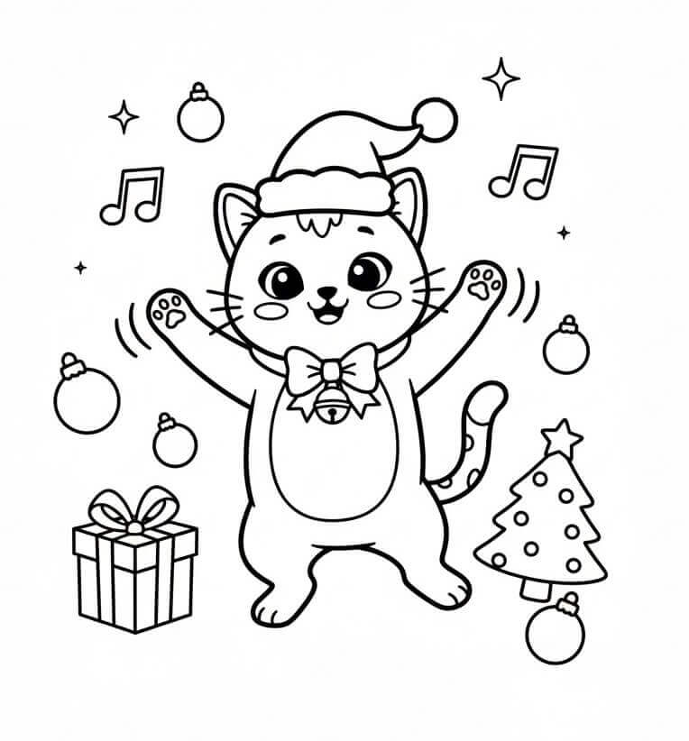 Karácsonyi macska nyomtatásra