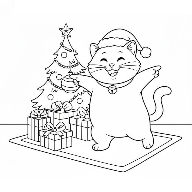 Karácsonyi macska nyomtatható változat