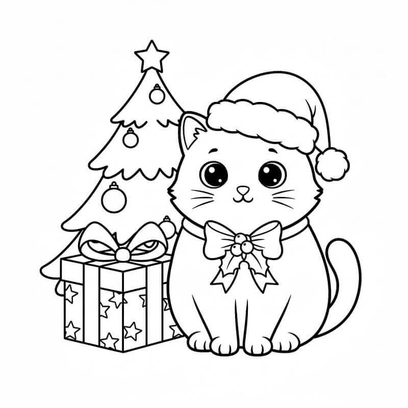 Kawaii karácsonyi macska