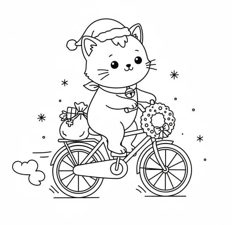 Kerékpározó karácsonyi macska