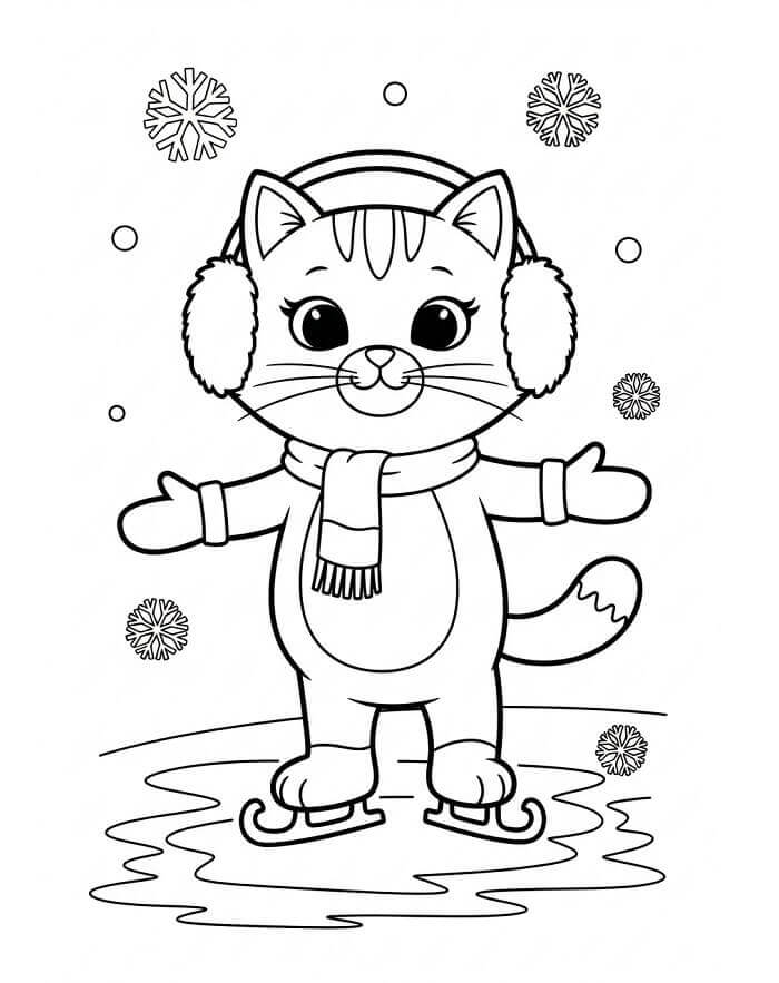 Korcsolyázó karácsonyi macska