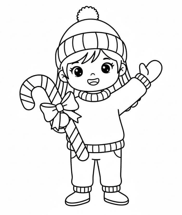 Lány cukorpálcával