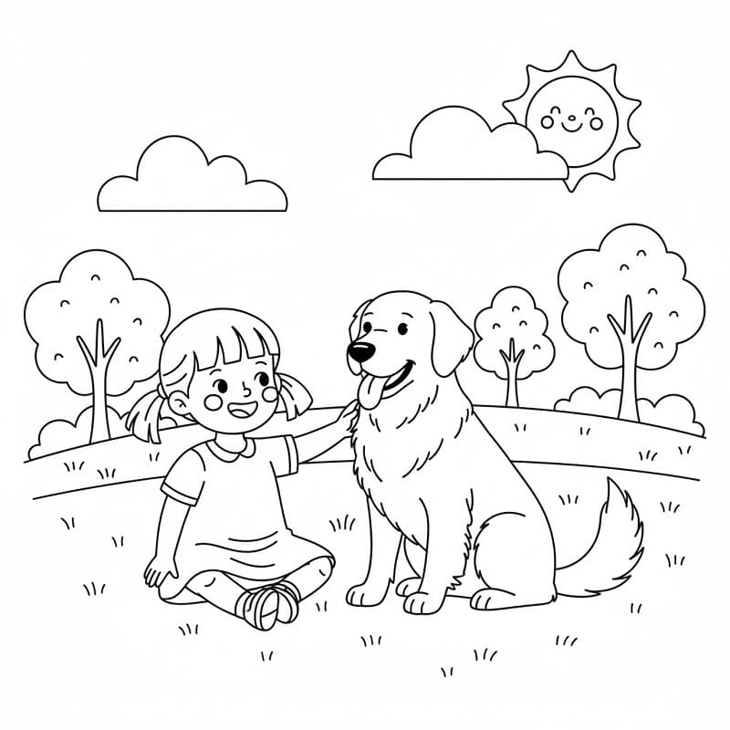 Lány és Golden Retriever