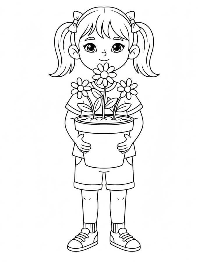 Lány és Virágcserép