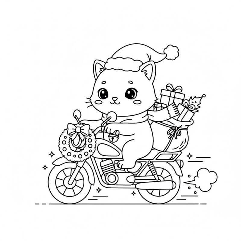 Motorozó karácsonyi macska