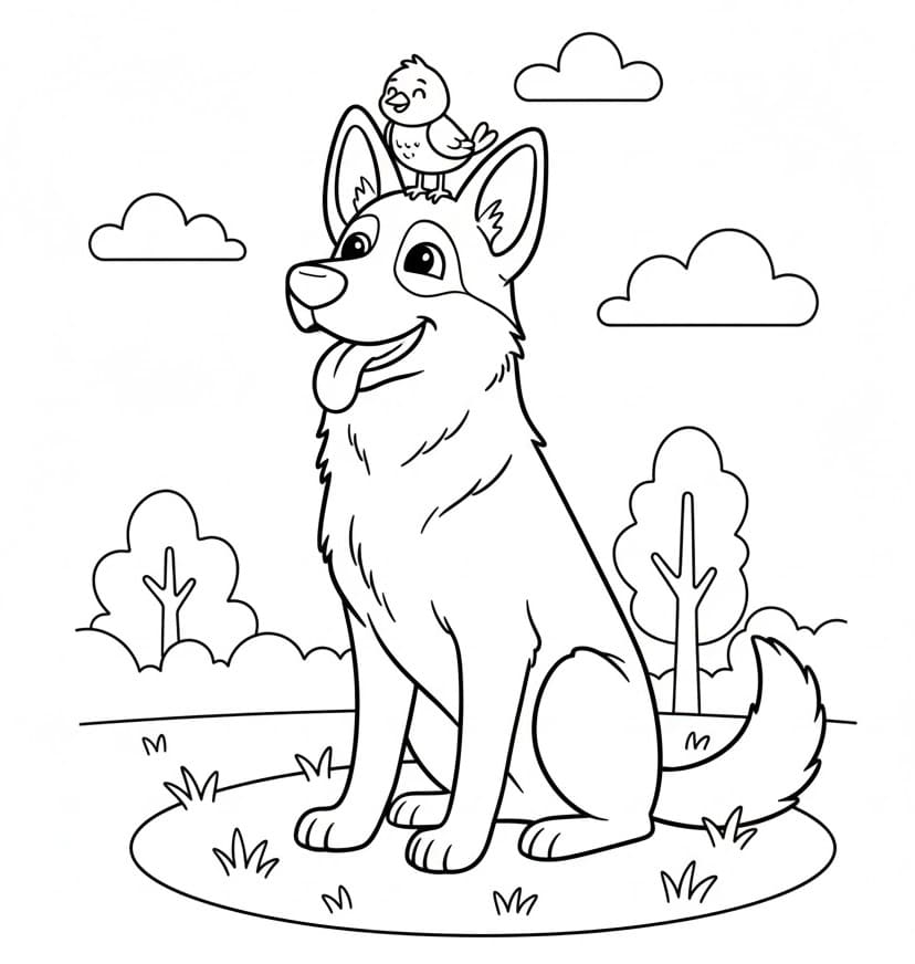 Németjuhász és Madár