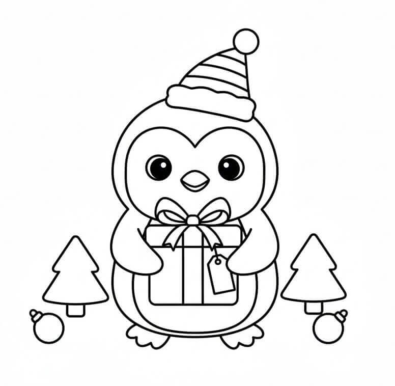 Pingvin Karácsonyi Ajándékkal
