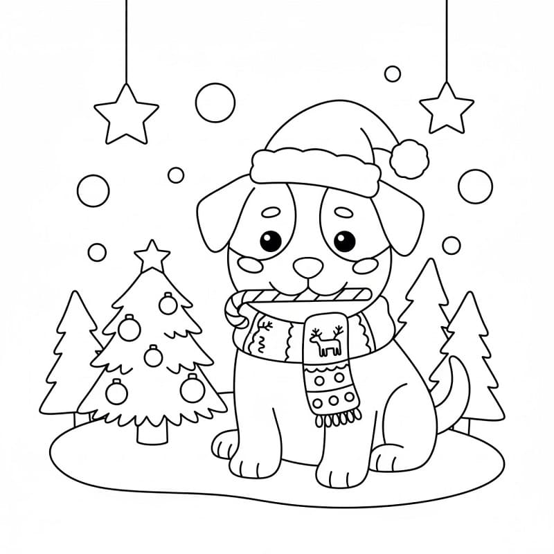 Karácsonyi Kutyák színező