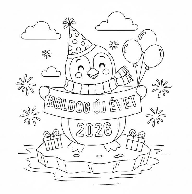 Újév 2026 Pingvinnel