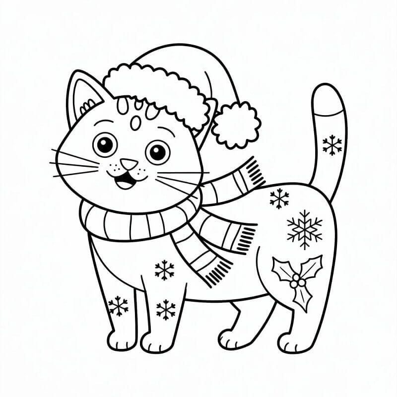 Vidám karácsonyi macska