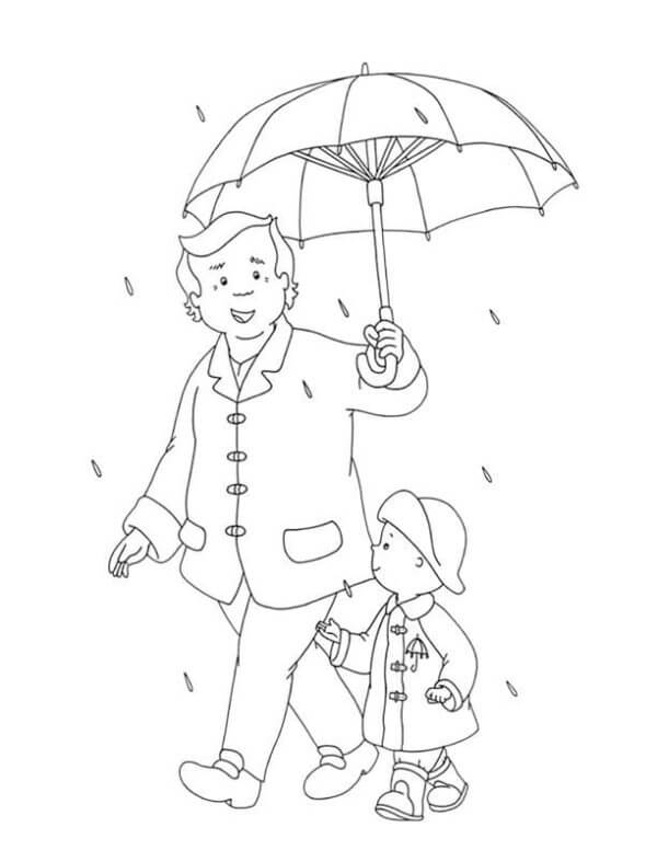 Apa és fia az eső alatt