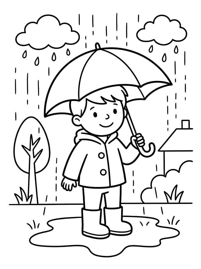 Aranyos fiú az esőben