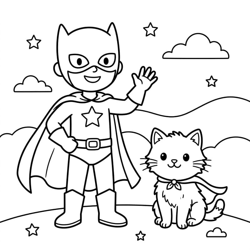 Aranyos szuperhős macskával