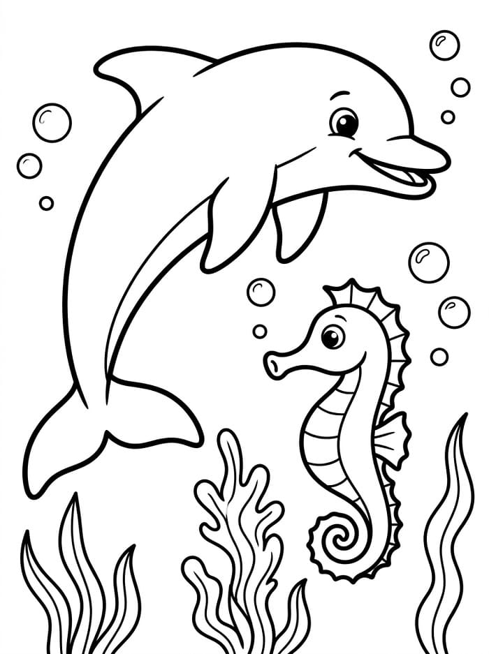Tengeri állatok delfin és csikóhal