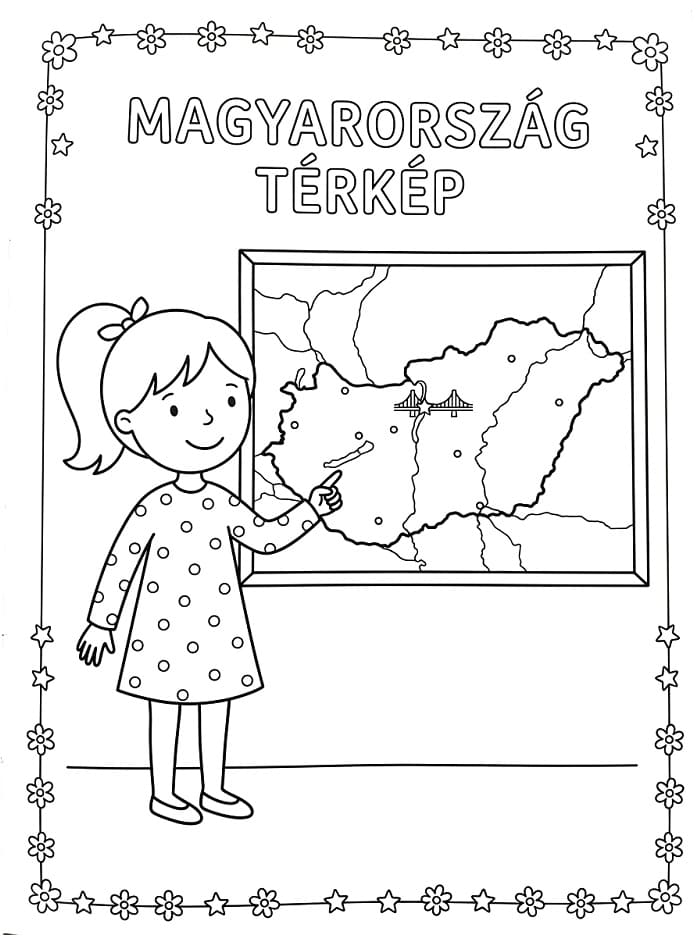 Lány Tanul Magyarország Térképét